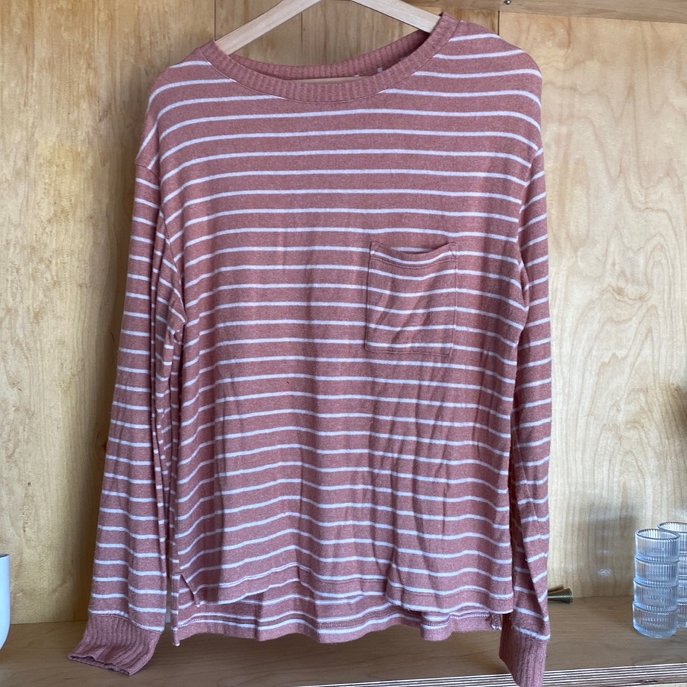 Small Stars Above Rayon Striped Peach Sleepwear Set